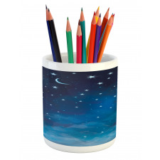 Night Time with Moon Star Pencil Pen Holder