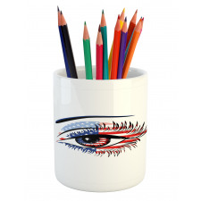 USA Flag Female Eye Pencil Pen Holder