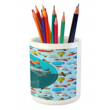 Cartoon Airplanes Pencil Pen Holder