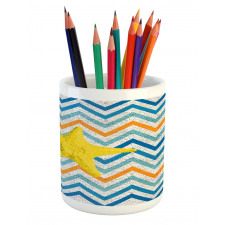 Angled Stripes Starfish Pencil Pen Holder