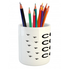 Cat Text with Paw Prints Pencil Pen Holder