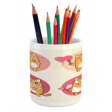 Romantic Kitten in Love Pencil Pen Holder