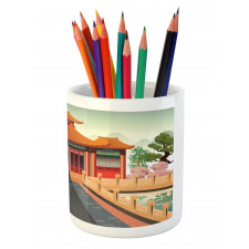 Chinese Building Asia Pencil Pen Holder