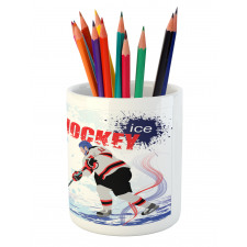 Players on Skating Rink Pencil Pen Holder