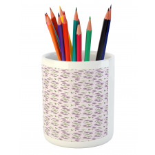 Retro Violets Buds Pencil Pen Holder