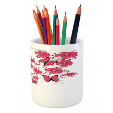 Flower Butterfly Pencil Pen Holder