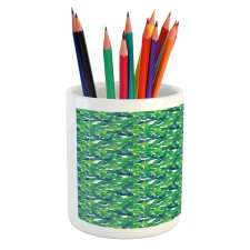 Lush Tropical Leaves Pencil Pen Holder