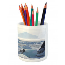 Arctic Winter Ice Lake Pencil Pen Holder