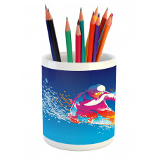 Colorful Snowboarding Man Pencil Pen Holder