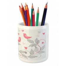 Retro Love Birds Pencil Pen Holder