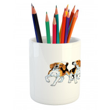 4 Beagle Hounds Play Pencil Pen Holder