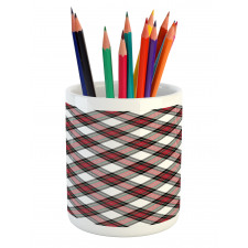 Plaid Motif Rhombuses Pencil Pen Holder