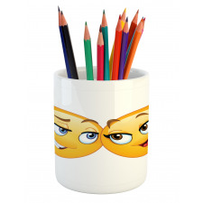 Loving Emoticon Couple Pencil Pen Holder