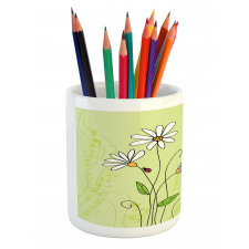 Chamomile Ladybugs Art Pencil Pen Holder