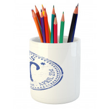 Vintage Stamp Sign Pencil Pen Holder