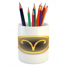 Yellow Round Sign Pencil Pen Holder