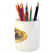 Yellow Round Sign Pencil Pen Holder