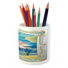 Stained Glass Lotus Pencil Pen Holder