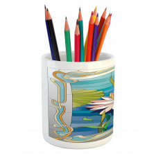 Stained Glass Lotus Pencil Pen Holder