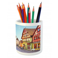 Colorful Street Houses Pencil Pen Holder