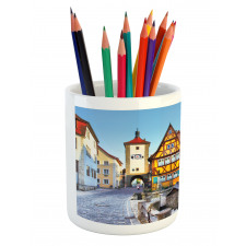 Colorful Street Houses Pencil Pen Holder