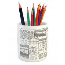 Hand Drawn Houses Town Pencil Pen Holder