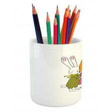 Fox and Hare Hugging Pencil Pen Holder