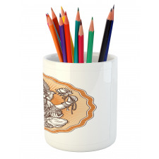 Flower Hippie with Animal Pencil Pen Holder