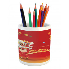 Little Boy Lion Dance Pencil Pen Holder