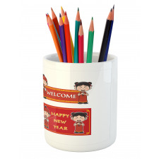 Greeting Kids Pencil Pen Holder