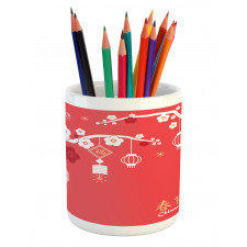 Lanterns on Sakura Tree Pencil Pen Holder