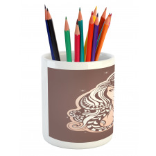 Tribal Woman Art Pencil Pen Holder