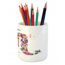 Floral Butterfly Pencil Pen Holder