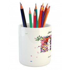 Floral Butterfly Pencil Pen Holder