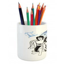 Angel Twins Harp Pencil Pen Holder