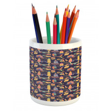 Circus Style Doodles Pencil Pen Holder