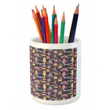 Circus Style Doodles Pencil Pen Holder