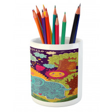 Cartoon Smiling Sun Pencil Pen Holder