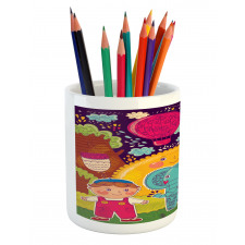 Cartoon Smiling Sun Pencil Pen Holder