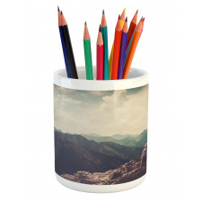 Woman Hiker on Top Pencil Pen Holder