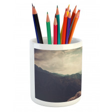 Woman Hiker on Top Pencil Pen Holder