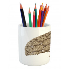 Old Oak Foliage Leaves Pencil Pen Holder