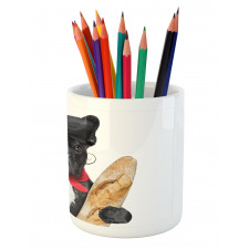 French Dog Red Wine Pencil Pen Holder