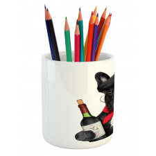 French Dog Red Wine Pencil Pen Holder