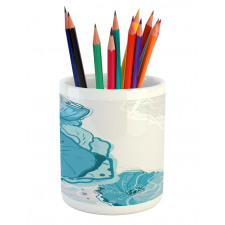 Blue Spring Blossoms Pencil Pen Holder