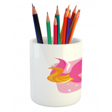 Pink Haired Woman Pencil Pen Holder