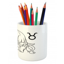 Hand Drawn Bull Pencil Pen Holder