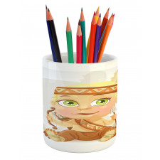 Native Girl Bow Pencil Pen Holder