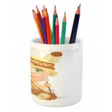 Native Girl Bow Pencil Pen Holder