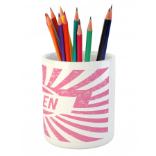 Weathered Letters Lines Pencil Pen Holder